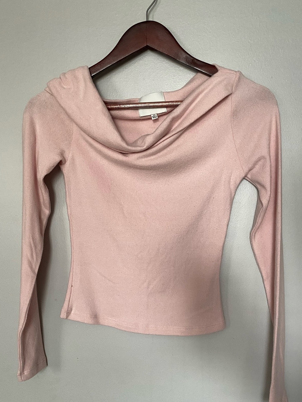 Reformation Elio Knit Top Baby Pink Cowl Neck Long-Sleeve Sweater